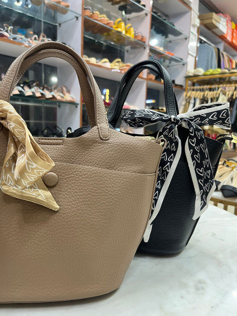 Litchi Embossed Shoulder Tote Bag with Inner Pouch
